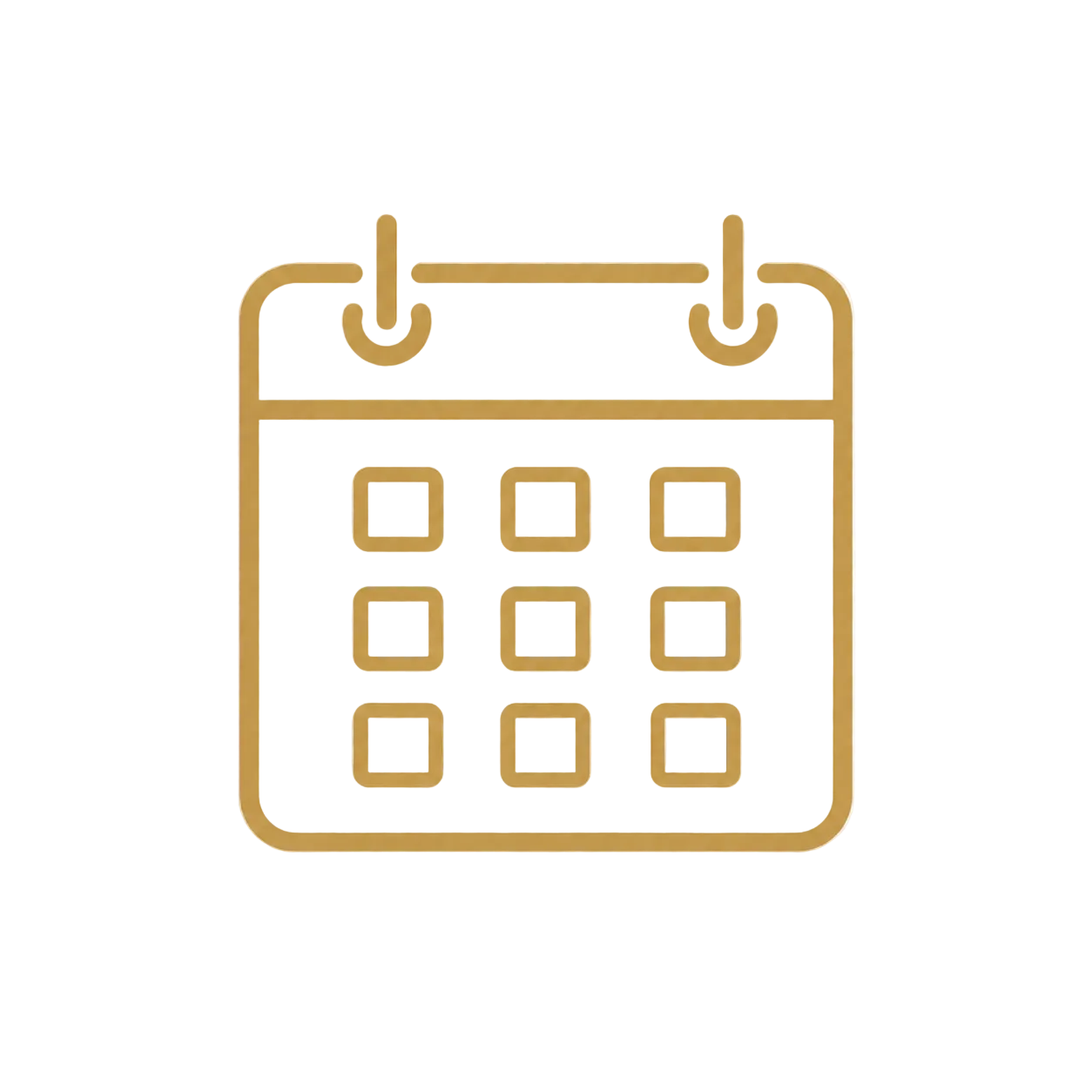 Gold calendar icon on a transparent background