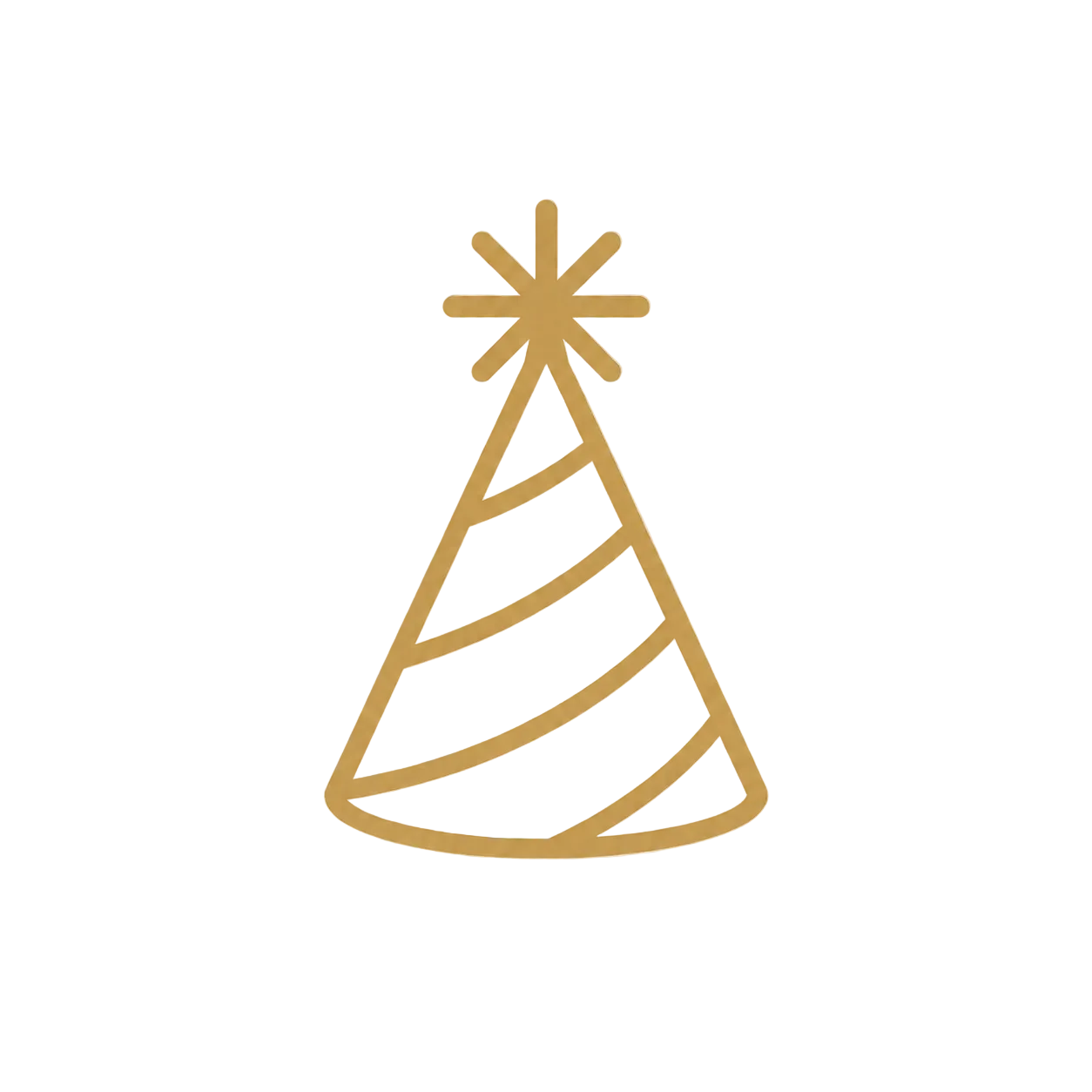 Gold party hat icon on a transparent background